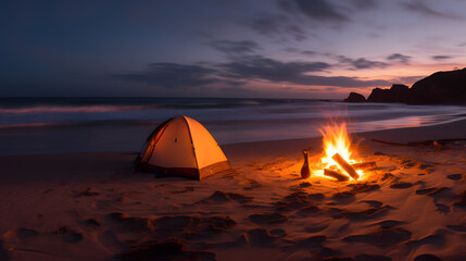 camping in the sunset