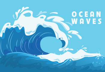 Blue river ocean wave layer vector background illustration
