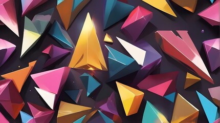abstract colorful geometric background with triangle shaped paper pieces, minimalist illustration background, hd wallpaper, vector art 