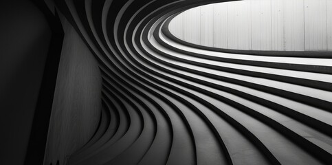 Minimalist abstract lines and curves in monochrome
