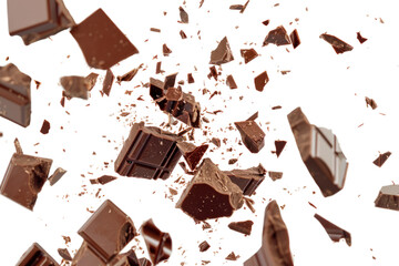 Chocolate bar piece explosion chunk candy broken isolated milk cocoa fly
.isolated on white background