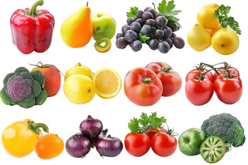 Collection useful fruits and vegetables
.isolated on white background