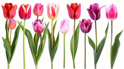 Beautiful bouquets of tulip flowers isolated on white