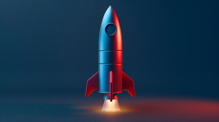 Obraz premium A captivating 3D render of a rocket with a sleek, solid backdrop,