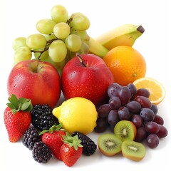 Naklejka na ściany i meble fresh fruits on white