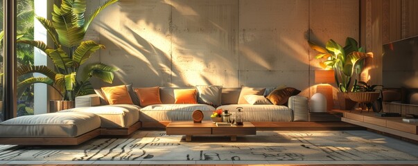 Obraz na płótnie Canvas Modern elegance with this 3D-rendered living room.