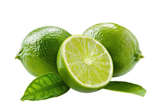 Fresh lime fruit with leaf cut
.isolated on white background