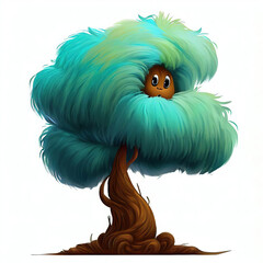 Obraz premium furry forest animal with beautiful colors and white backgroundwith Generative AI technology