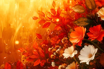 Deurstickers A closeup of an amber petal flower painting in natural landscape art © Bonya Sharp Claw