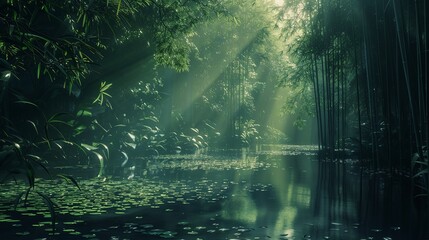beautiful swamp in the forest