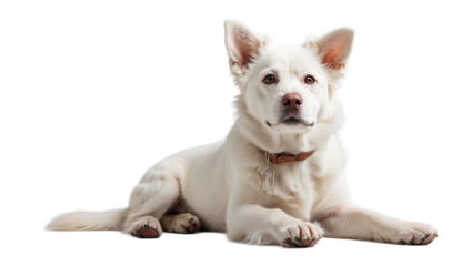 white dog isolated on transparent background
