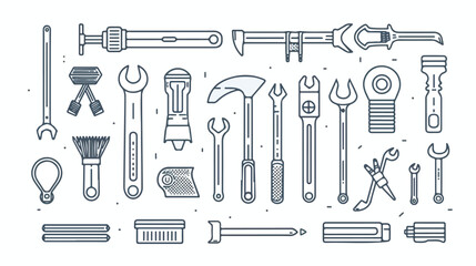 Home tools and hardware set. Thin line art icons - obrazy, fototapety, plakaty