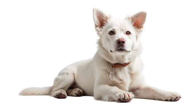 white dog isolated on transparent background