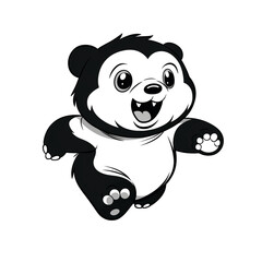 dynamic running teddy bear, Black and white, line drawing, white background сreated with Generative Ai