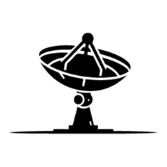 Satellite dish icon vector black color silhouette, white background (6)