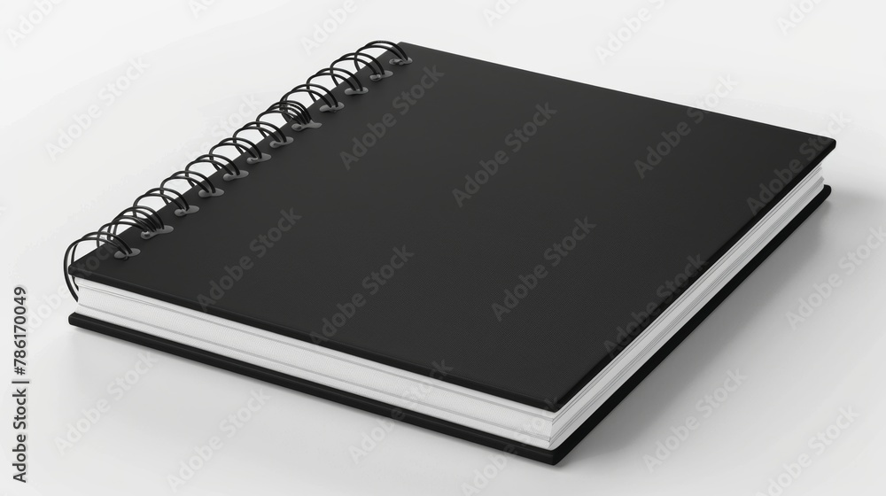 Poster modern mockup template with spiral binders and white paper. a5 notebook mockup with closed black cov