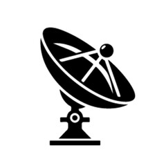 Satellite dish icon vector black color silhouette, white background (20)