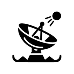 Satellite dish icon vector black color silhouette, white background (26)