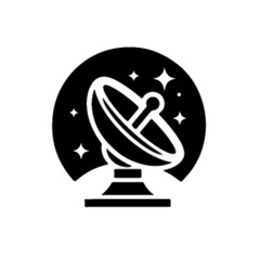 Satellite dish icon vector black color silhouette, white background (30)