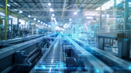 Holographic projection, future automated factory floor, automated finishing