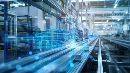 Holographic projection, future automated factory floor, automated finishing