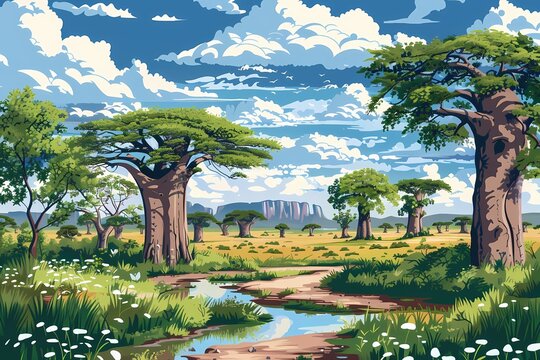 African landscape, background, Illustration
