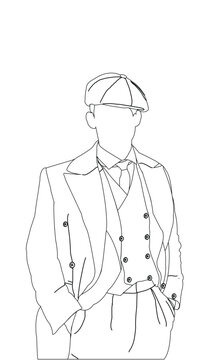 Handsome Man in western Dress Sketch or Drawing