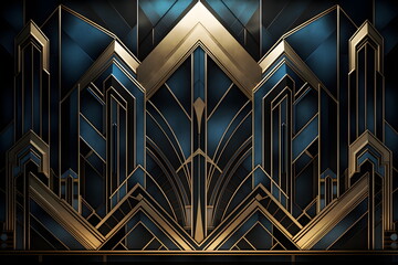 blue and gold art deco background