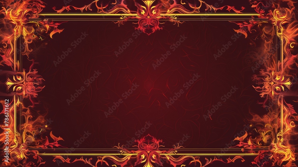 Poster design for an offline stream banner with a dark red background and a yellow text and fire icon layou