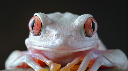 Close up portrait of an albino frog on black background - 786172040