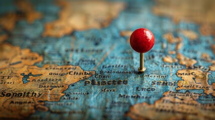 Red Push Pin on Map of Europe - obrazy, fototapety, plakaty