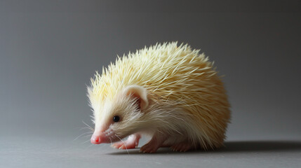 Close up portrait of an albino hedgehog, studio macro photography - 786172847