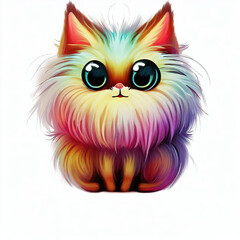 Obraz premium furry forest animal with beautiful colors and white backgroundwith Generative AI technology