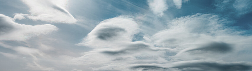 Forming wavy-lumpy clouds Undulatus Asperatus. Panorama - obrazy, fototapety, plakaty