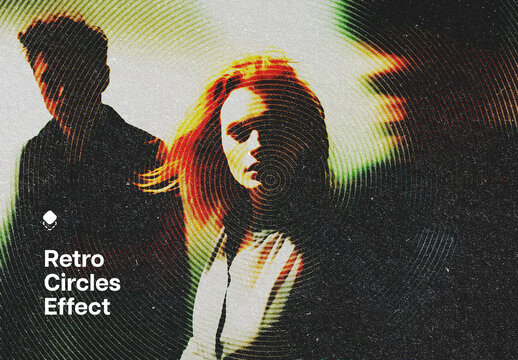 Retro Circles Photo Effect Mockup