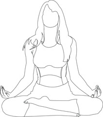 Young Meditation Girl Vector Illustration Drawing