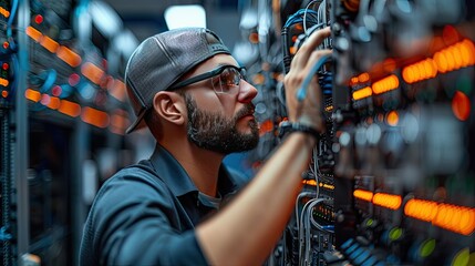 network engineer configuring network switches in a data center
