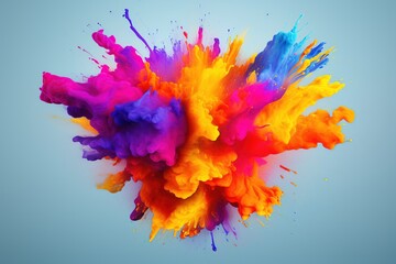 Colorful paint explosion isolated on white background, Ai Generated