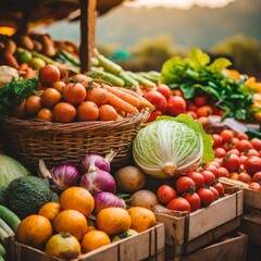 A humble farmer showing off their fruits and vegetables