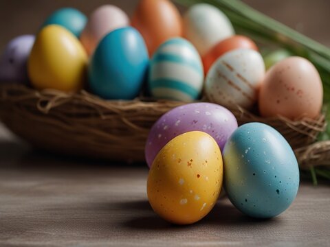 Colorful background of easter eggs collection, easter celebration