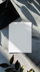 Minimalist aesthetic invitation template for graduation, empty white blank, a graduation hat, diploma. Generative AI