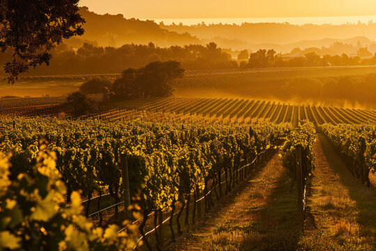 Sunrise in the Bordeaux Vineyard