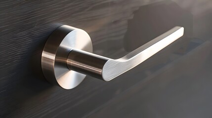 Sleek Stainless Steel Lever Door Handle Highlighting Architectural Hardware Craftsmanship and Minimalist Design