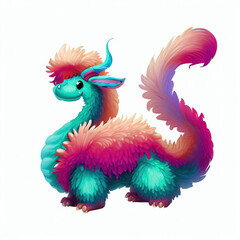 Obraz premium furry forest animal with beautiful colors and white backgroundwith Generative AI technology