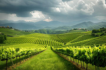 Fototapeta na wymiar Breathtaking Green Landscape of the Vines