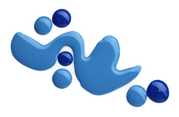 Samples of different nail polishes isolated on white, top view