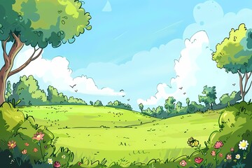 Illustration, Nature background, cartoon art