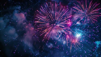 A fireworks display lighting up the night sky in a dazzling array of colors, marking the grand finale of a spectacular music and light festival event.