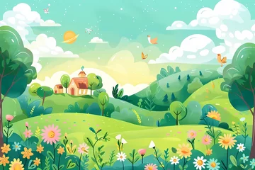 Tuinposter Cartoon background, Nature wallpaper, art © IMAGE