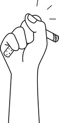Human hand crushing cigarette. Quitting smoking concept.  World No Tobacco Day. Illustration.